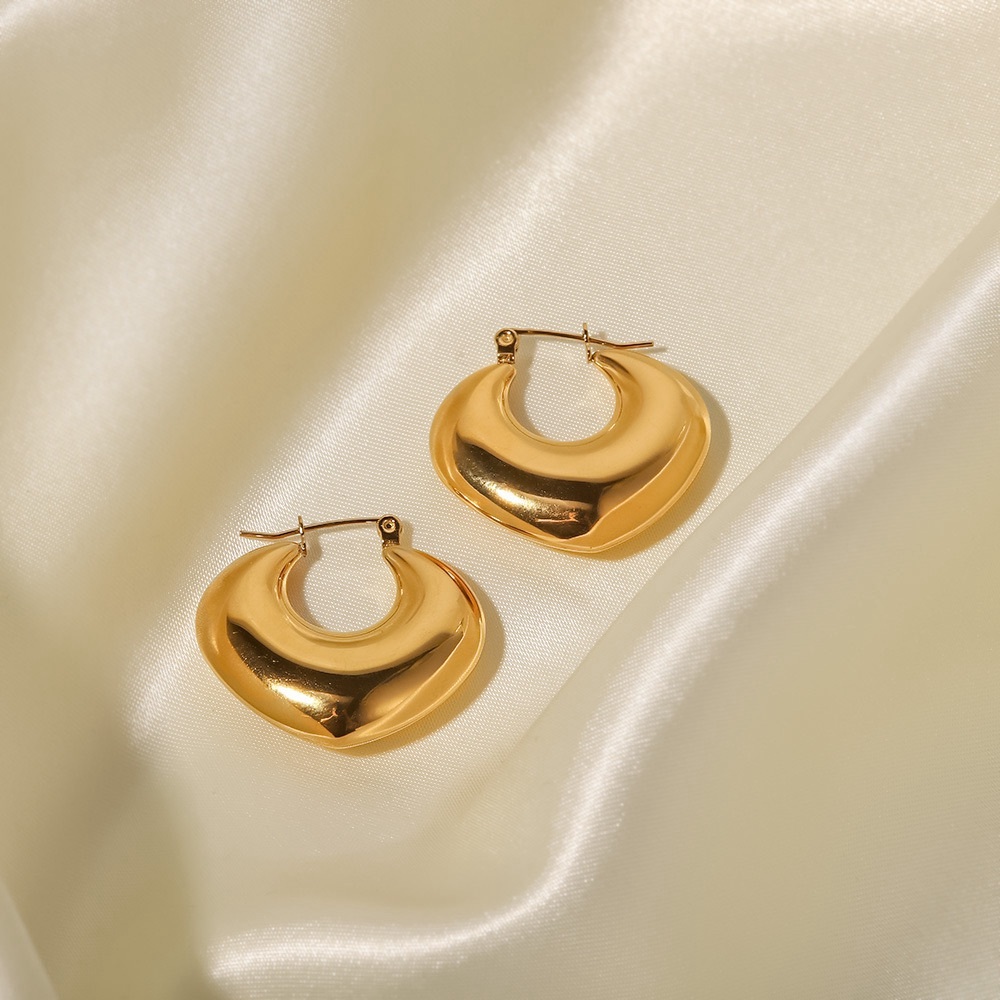 18K Gold Plated Hoop Earrings*Chunky Heart Earrings*Waterproof Jewelry - Picture 10 of 11
